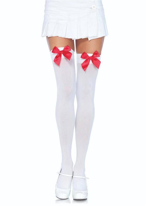 Kay Opaque Thigh Highs: White / One Size