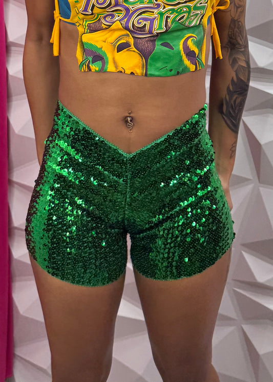 MG Sequins Shorts - Green