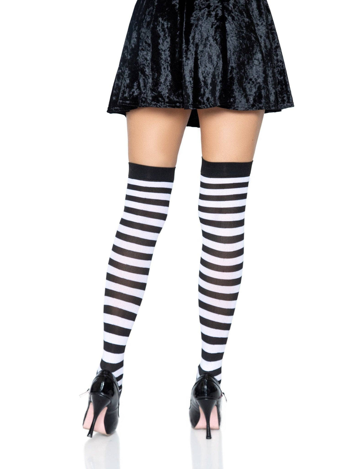 Cari Striped Stockings: Black/White / One Size