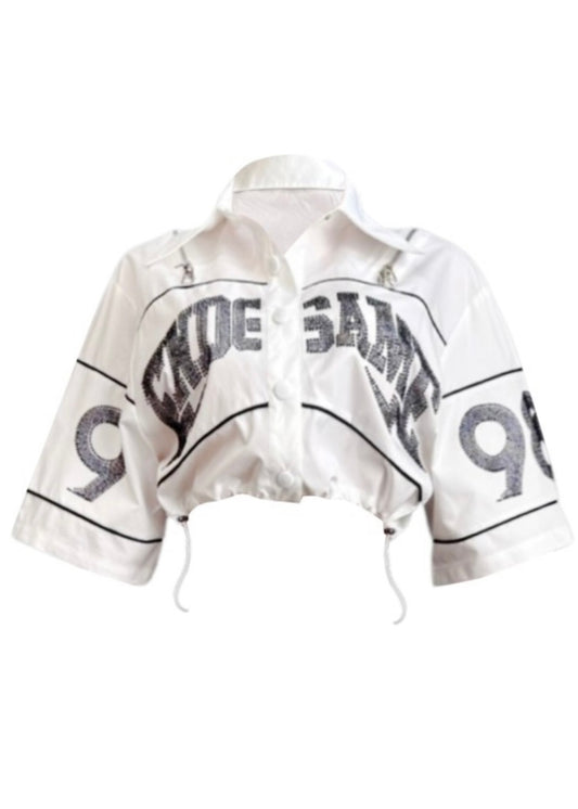 Gem Stone Crop T-Shirt-White