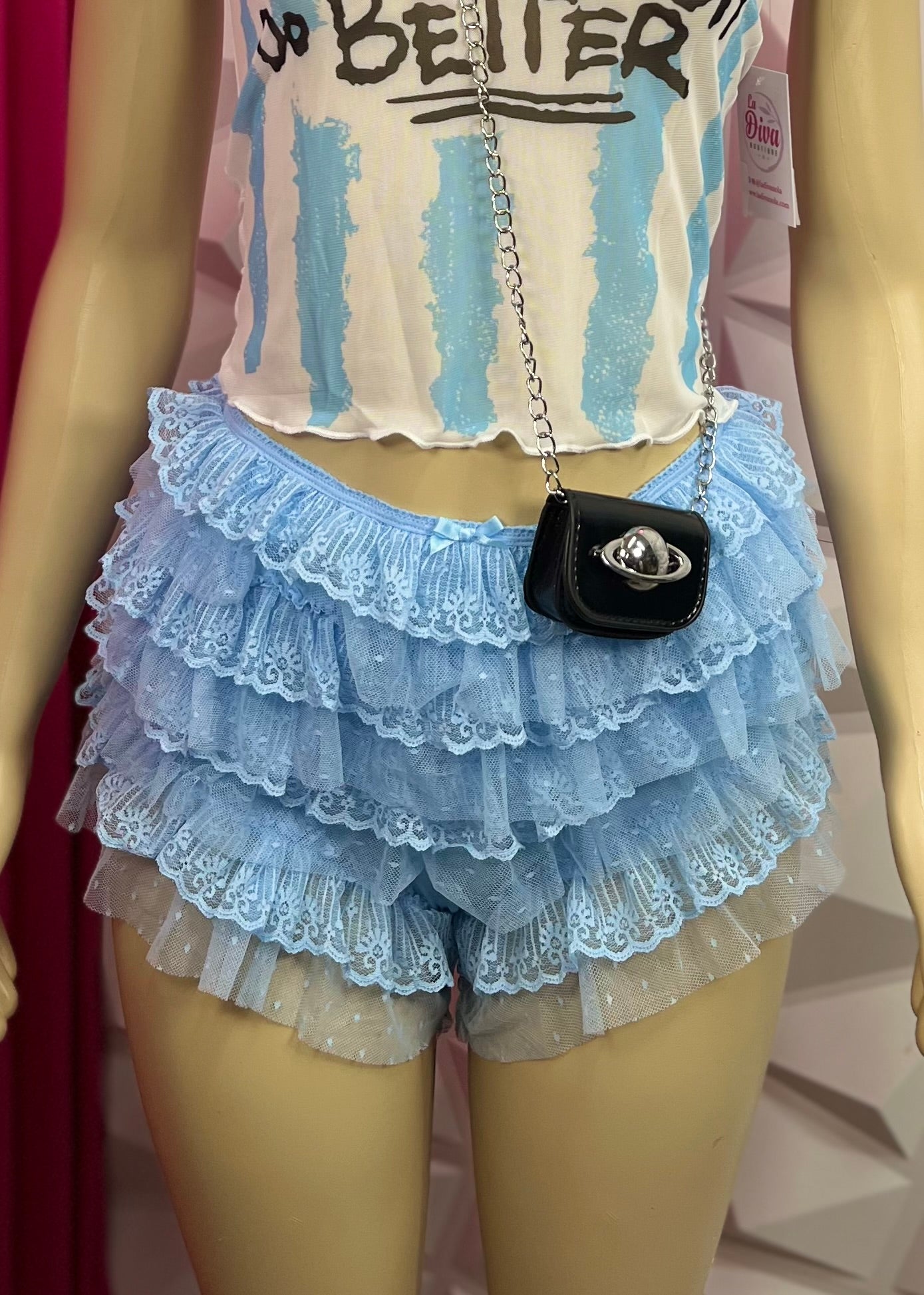 Ruffle Shorts-Blue