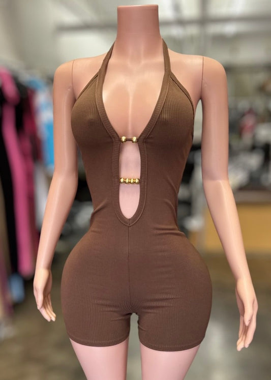 Ribbed Halter Romper