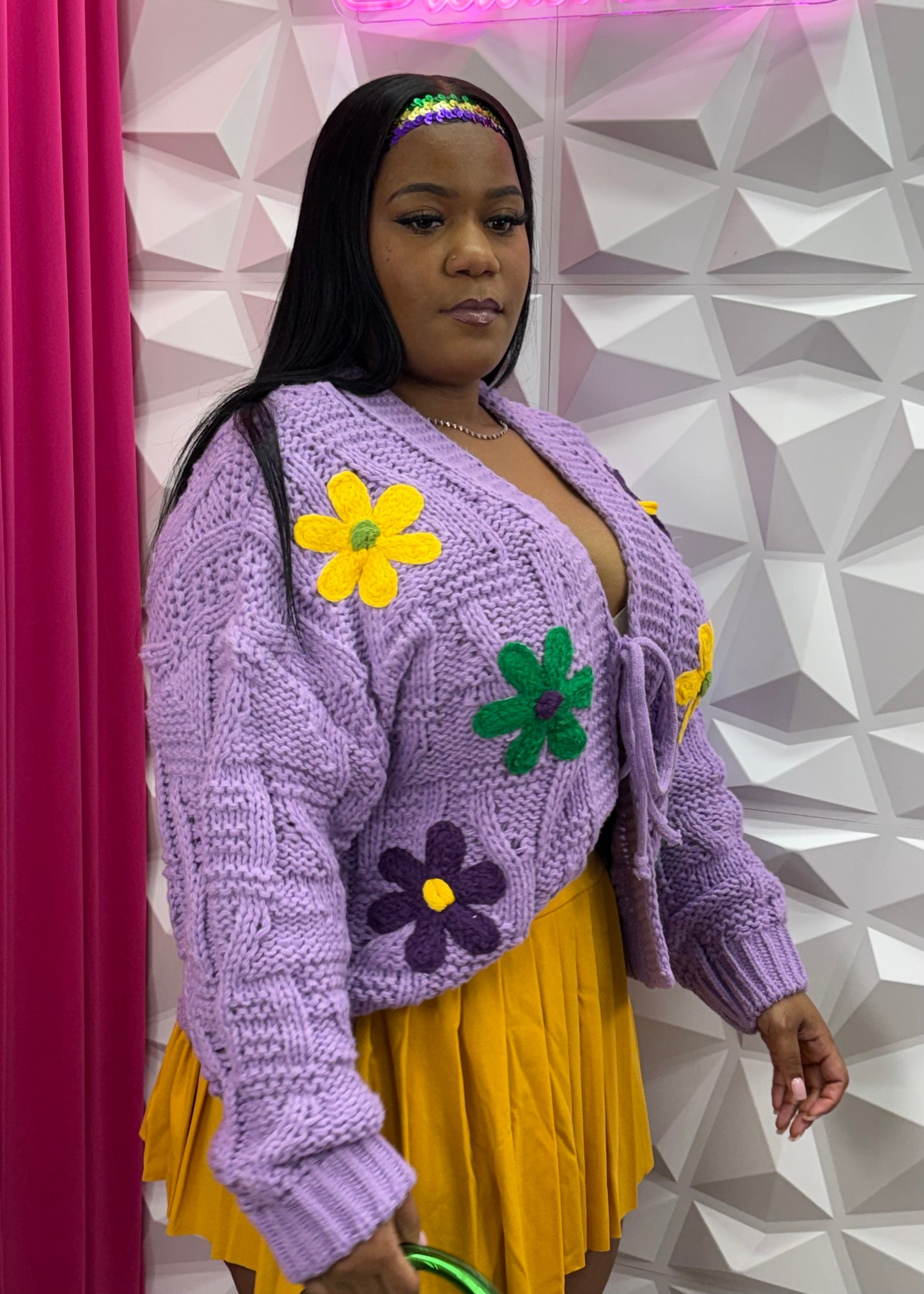 MG Flower Cardigan - Lavender