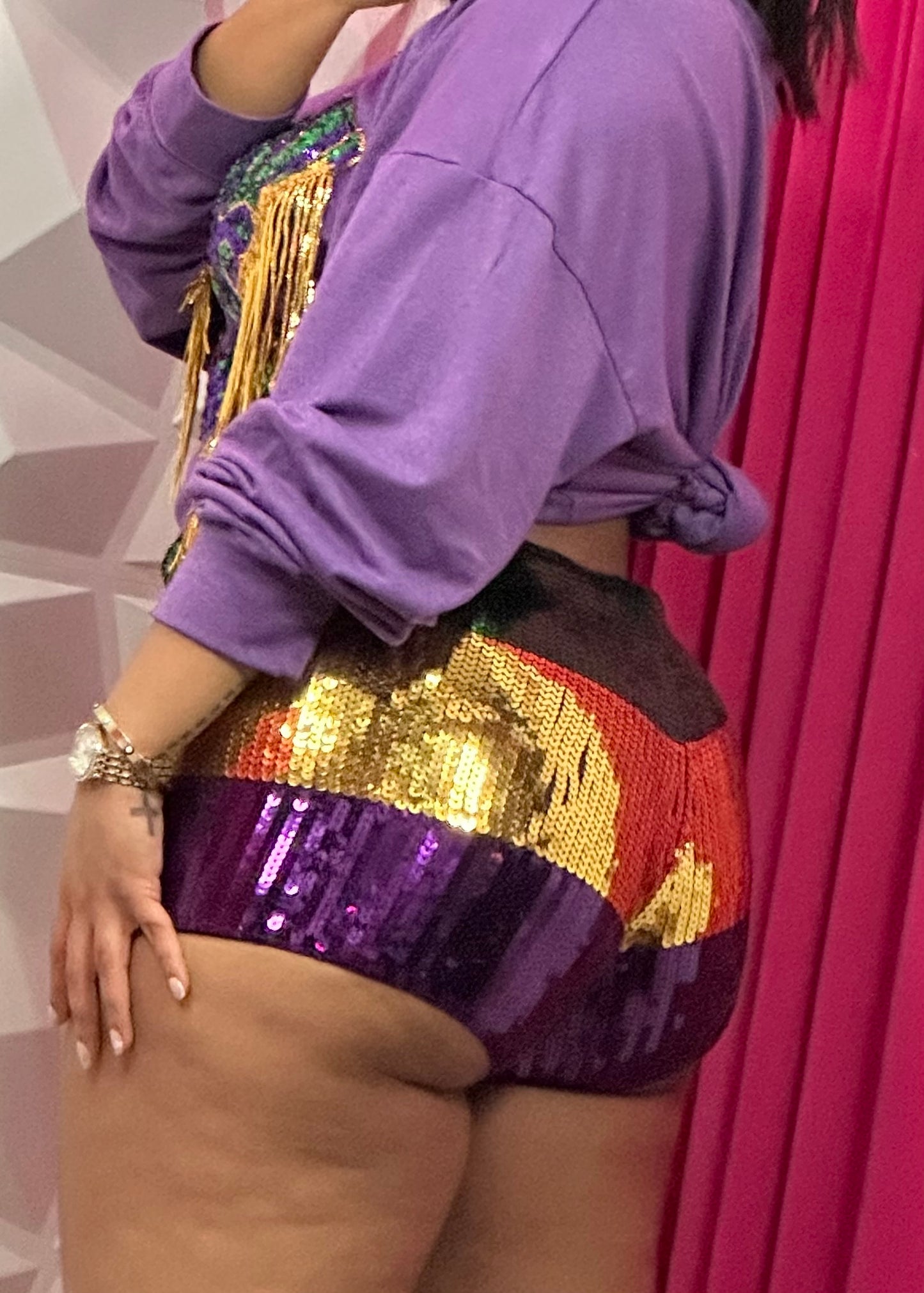 MG Sequins Zipper Shorts-Triple