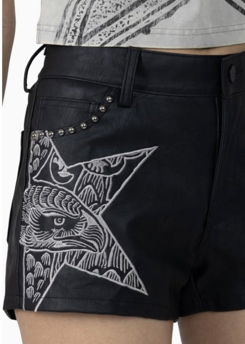 SR Leather Beaded Shorts