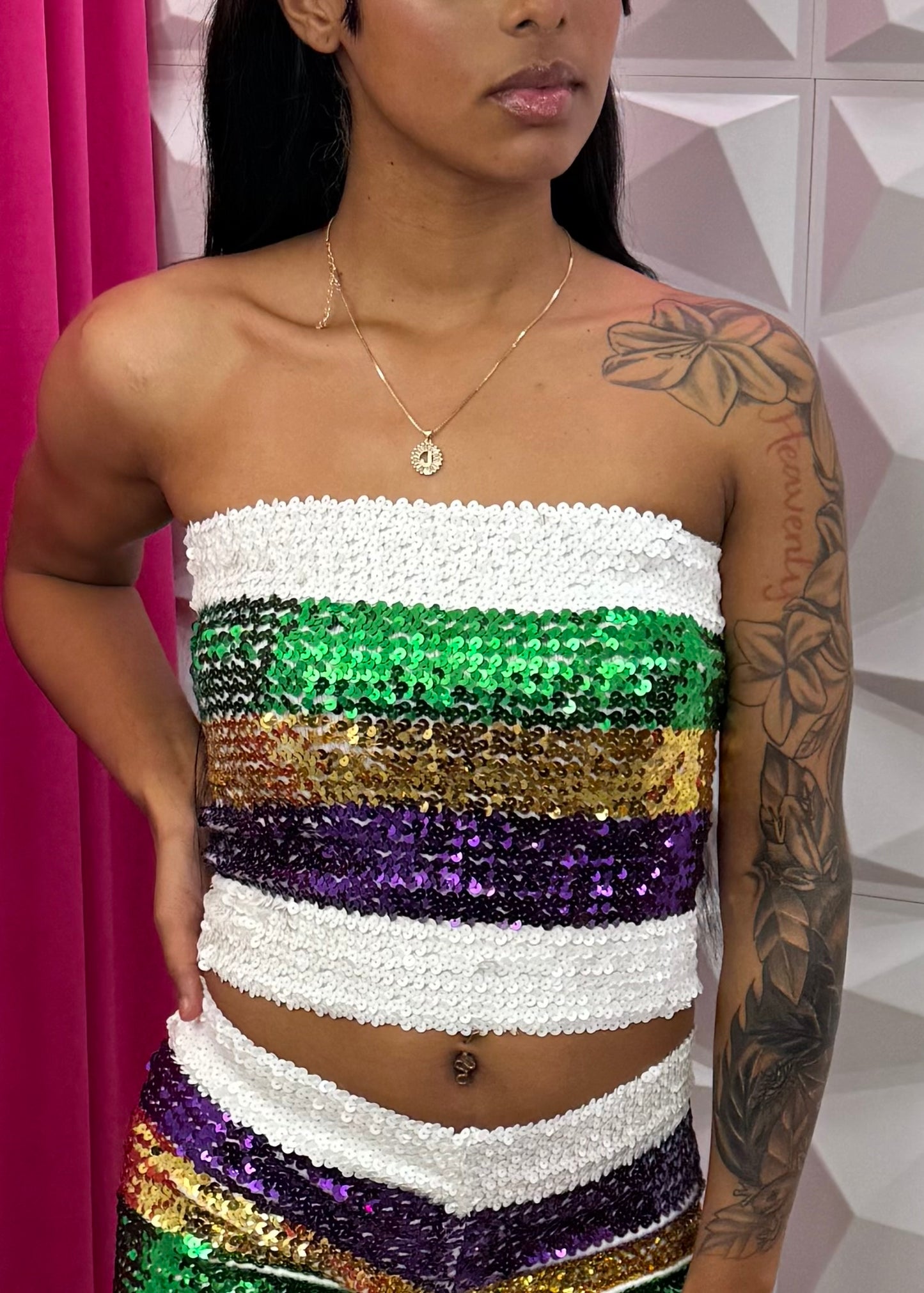 Sequins Tube Top - White