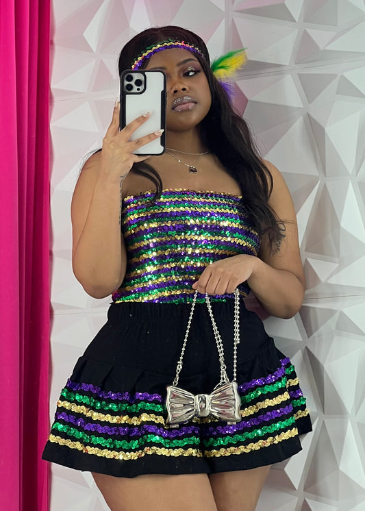 MG Sequins Tennis Skirt-Black