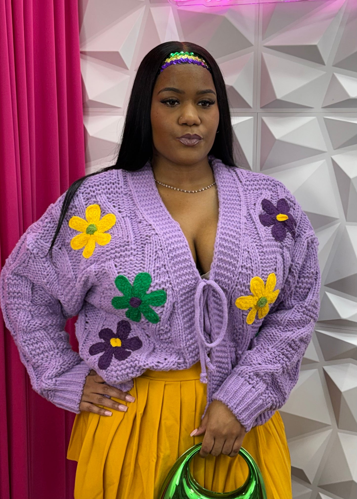 MG Flower Cardigan - Lavender