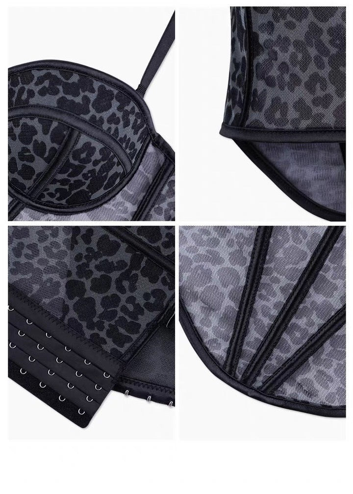 Cheetah Mesh Corset
