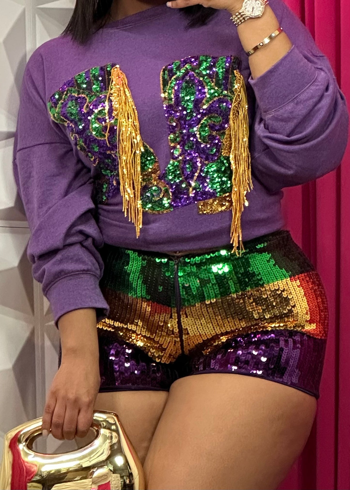 MG Sequins Zipper Shorts-Triple