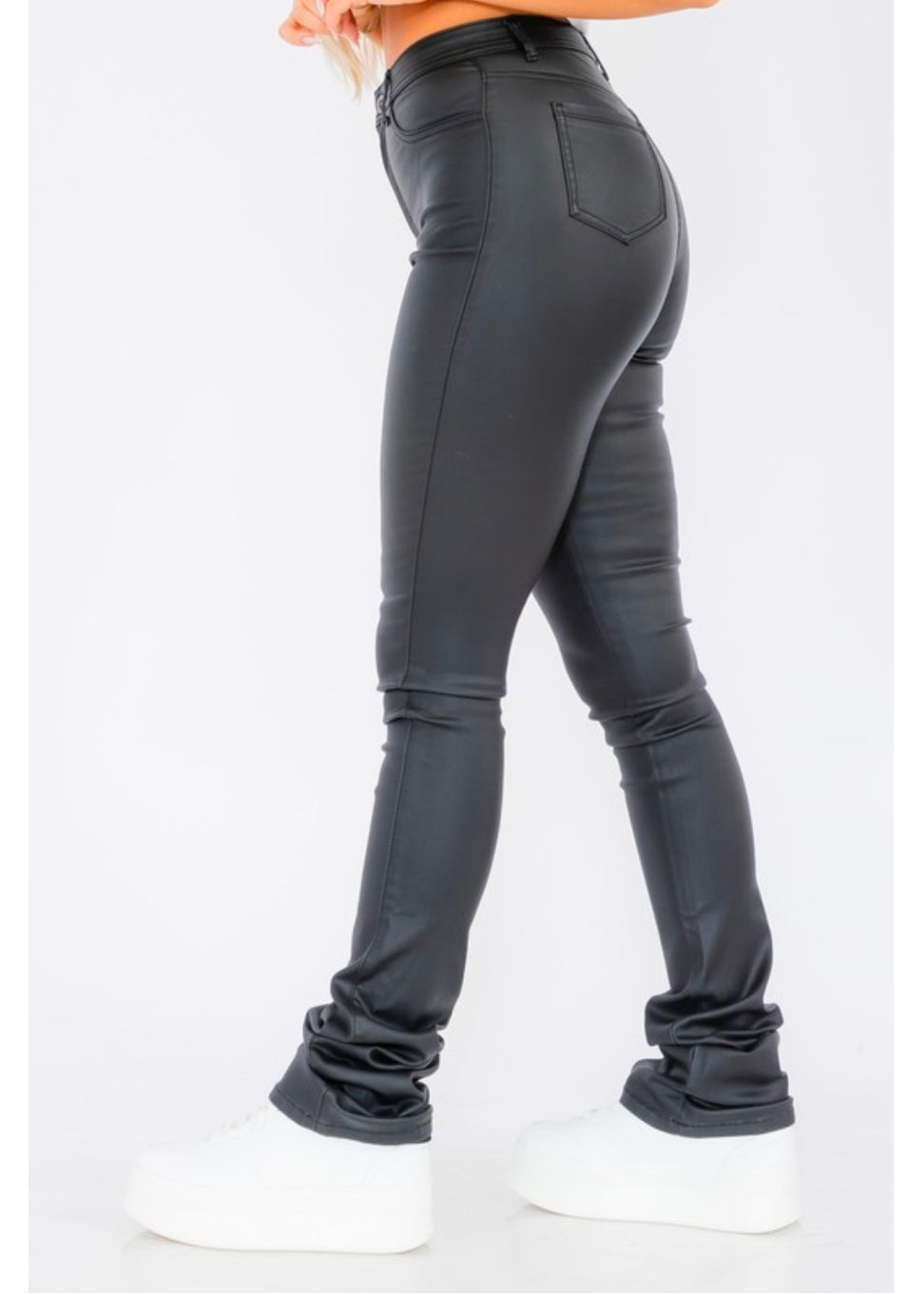 JQ Leather Stacked Pants