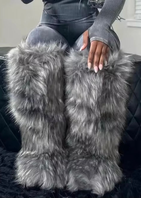 Fur Boots-Grey