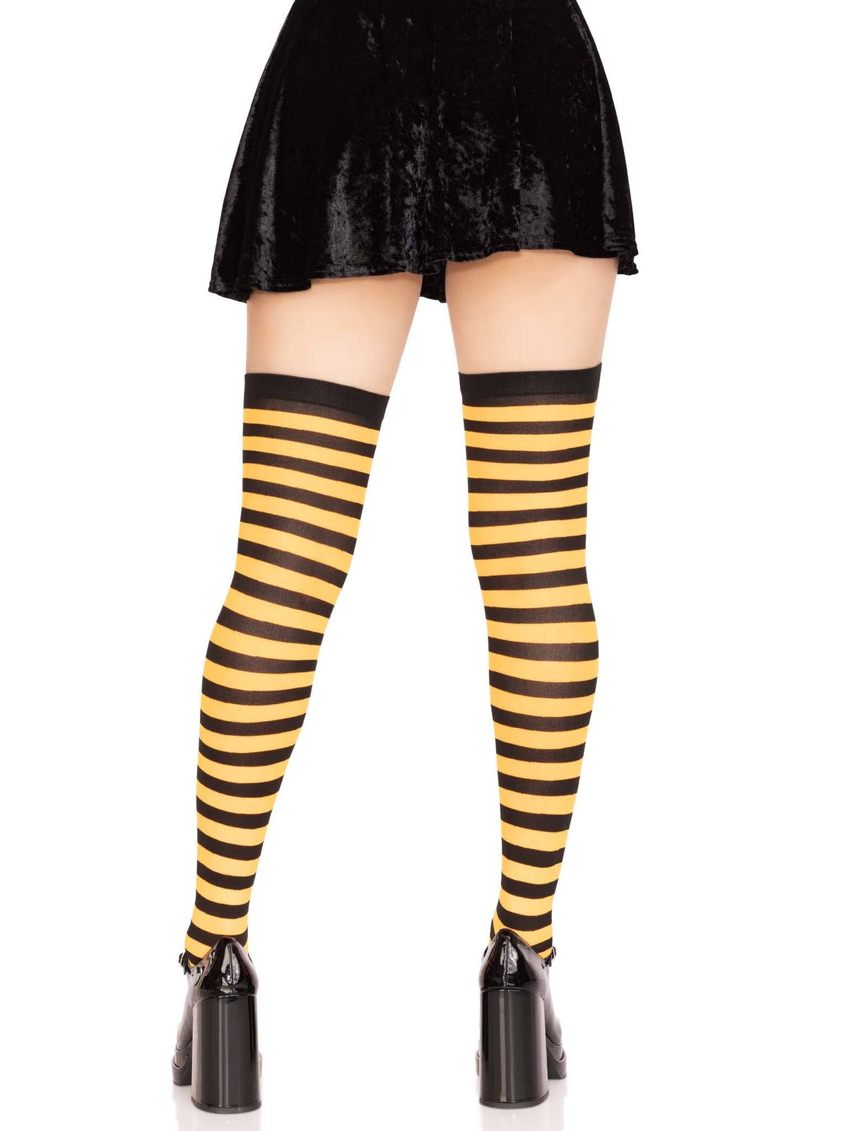 Cari Striped Stockings: Black/Orange / One Size
