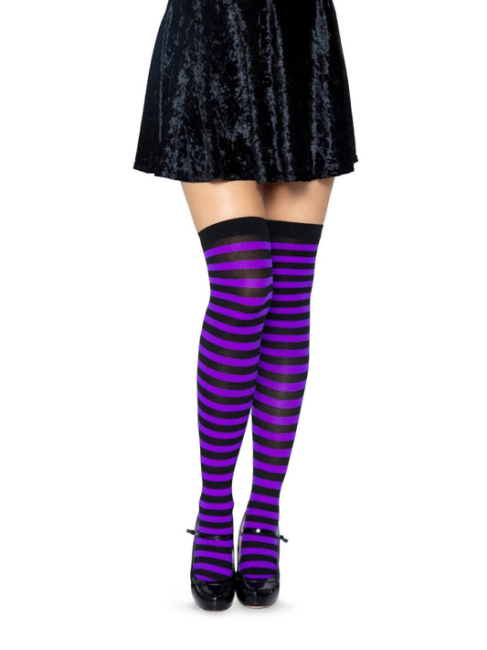 Cari Striped Stockings: Black/Purple / One Size