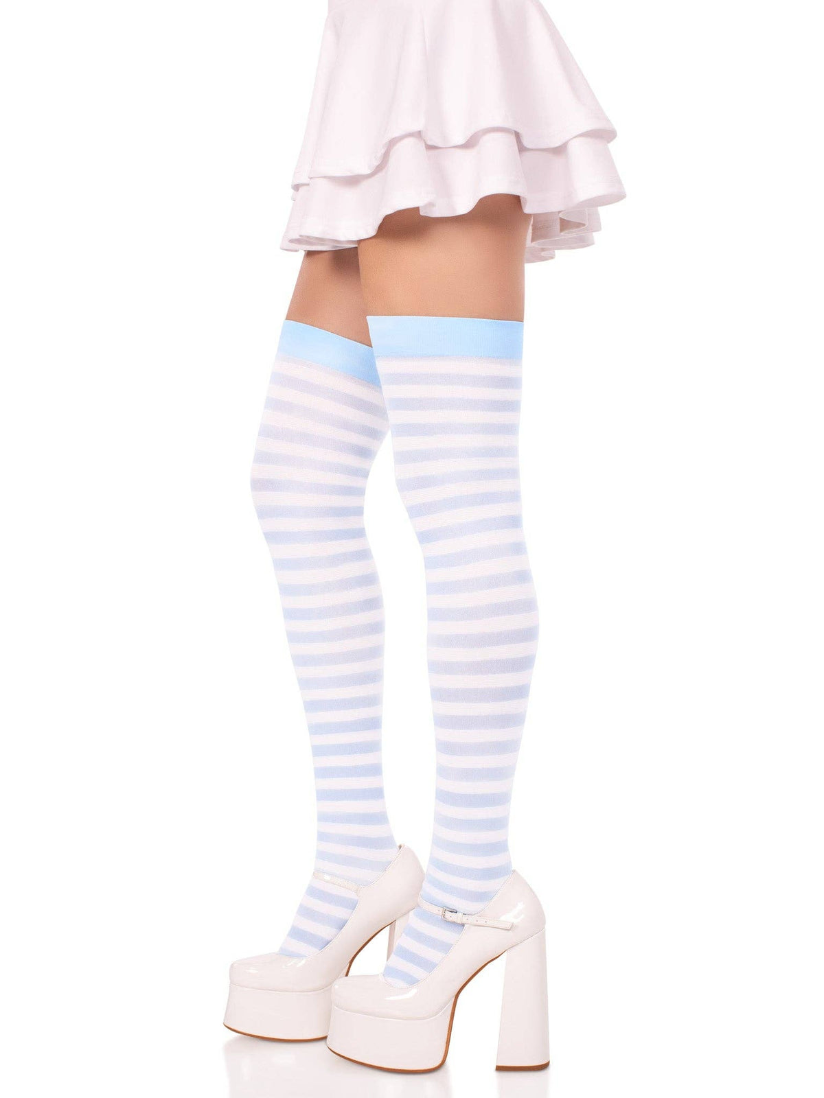 Cari Striped Stockings: White/Red / One Size