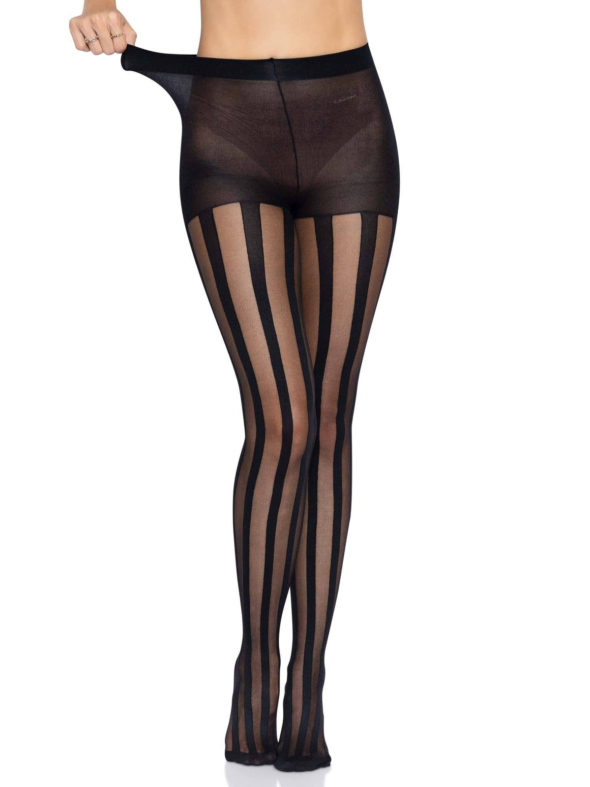 Beck Vertical Striped Tights: Black / One Size