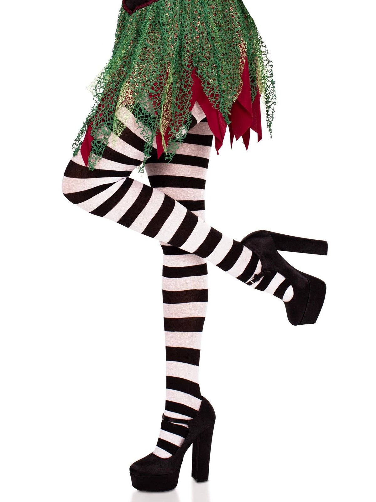 Darby Striped Opaque Tights: Black/White / One Size