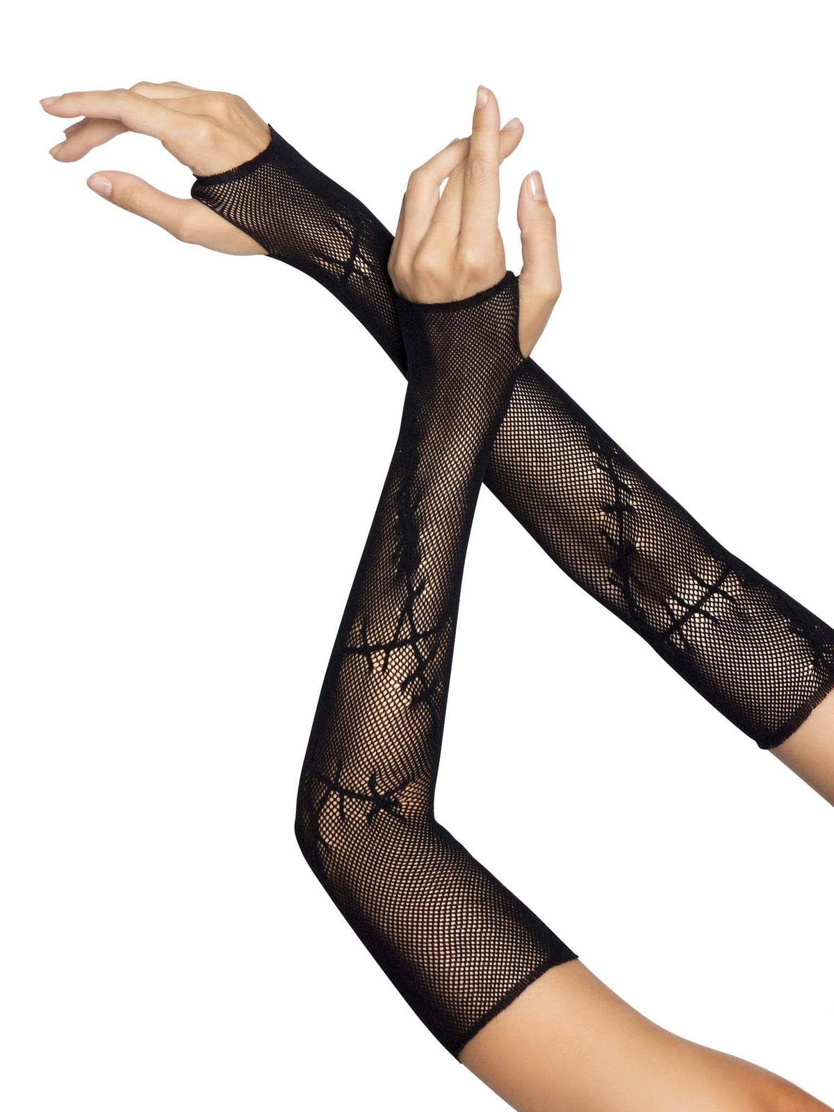 Stitched Up Fingerless Gloves: Black / One Size