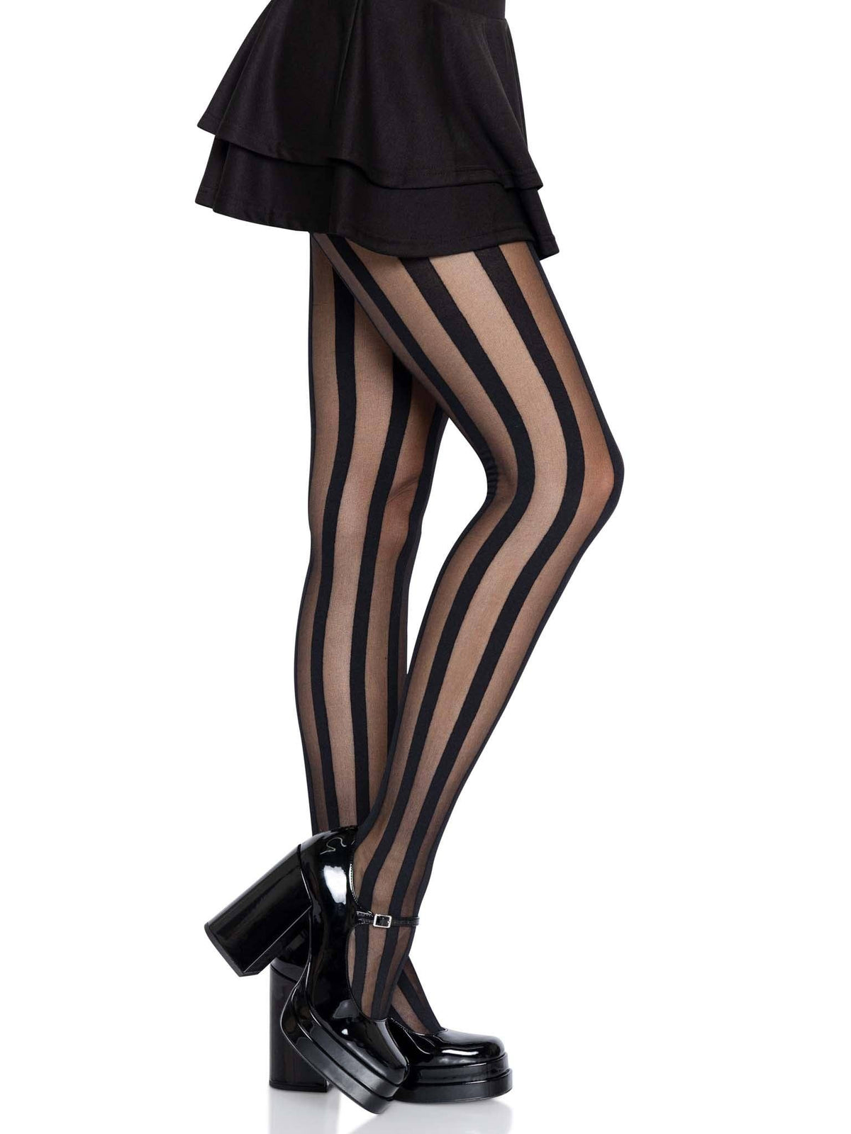 Beck Vertical Striped Tights: Black / One Size